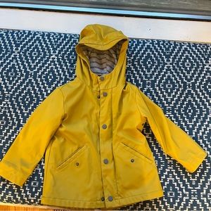 Zara Baby yellow rain jacket with striped terry lining l, size 2-3y 98cm